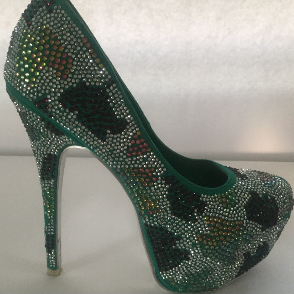 Crystal glider high heels party shoes